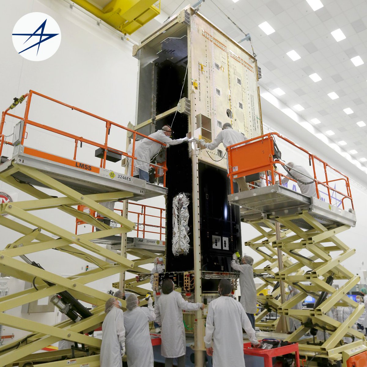 LockheedMartin's tweet photo. Another core mate complete✔️

Named in honor of actress and inventor Hedy Lamarr, Space Vehicle 10 is the last of the GPS III satellites to be built for @SpaceForceDoD. Up next: GPS IIIFs – adding even more capabilities.