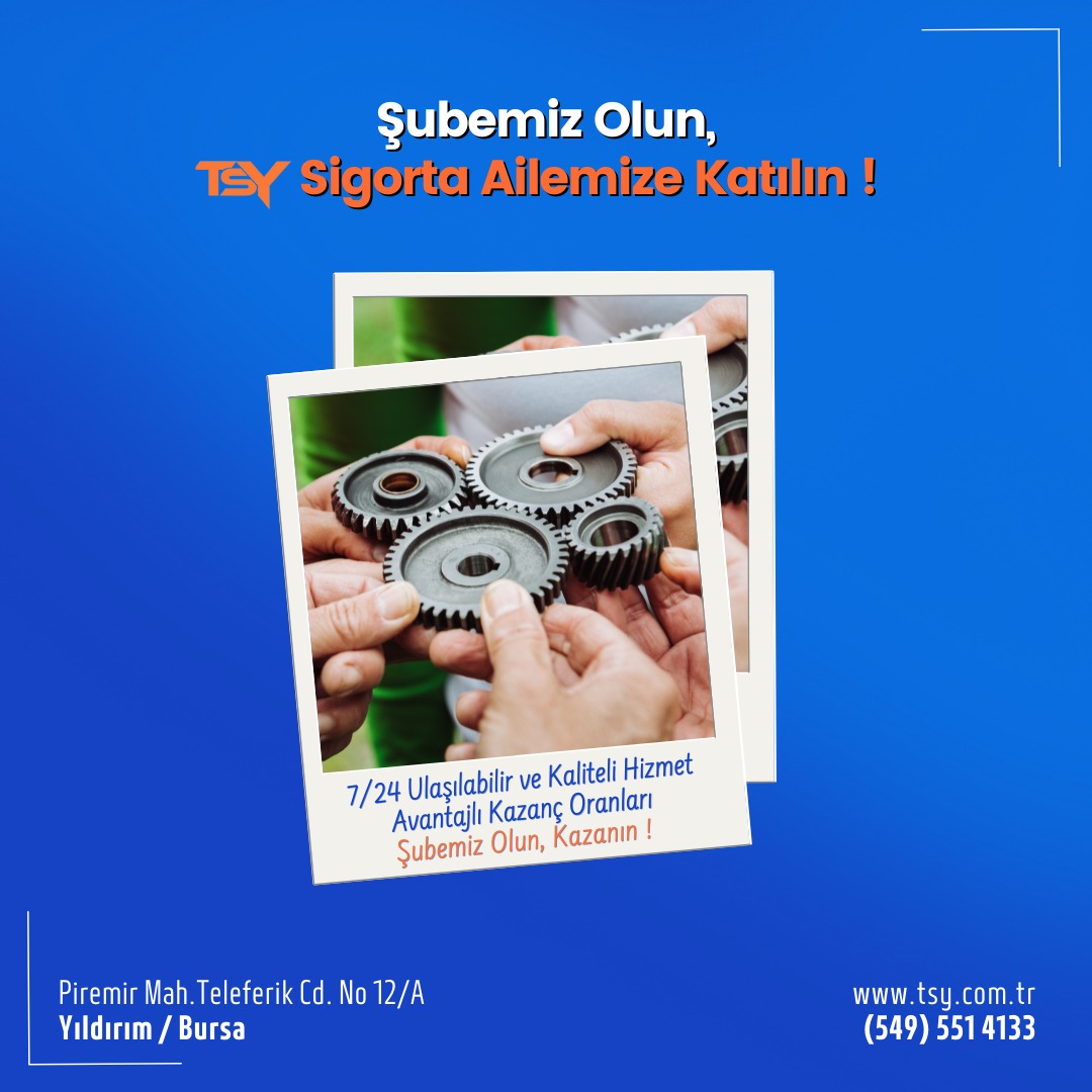 #TSYsigorta ailesine sizleri de bekleriz.
#TrafikSigortası 
#Kasko #Konut #Dask
#Sağliksigortası #DogaSigorta
#Trafik #Bursa #Araba #Kaza
#Tarsim #Dolu #Sigorta 
#Depremsigortasi
#TSYsigorta
