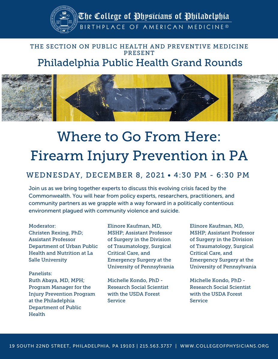 Join us for a riveting discussion during our #PublicHealthGrandRounds surrounding PA's increased deaths from gun violence and a state legislature undermining evidence-based efforts to address the crisis. muttr.org/3E10bmu