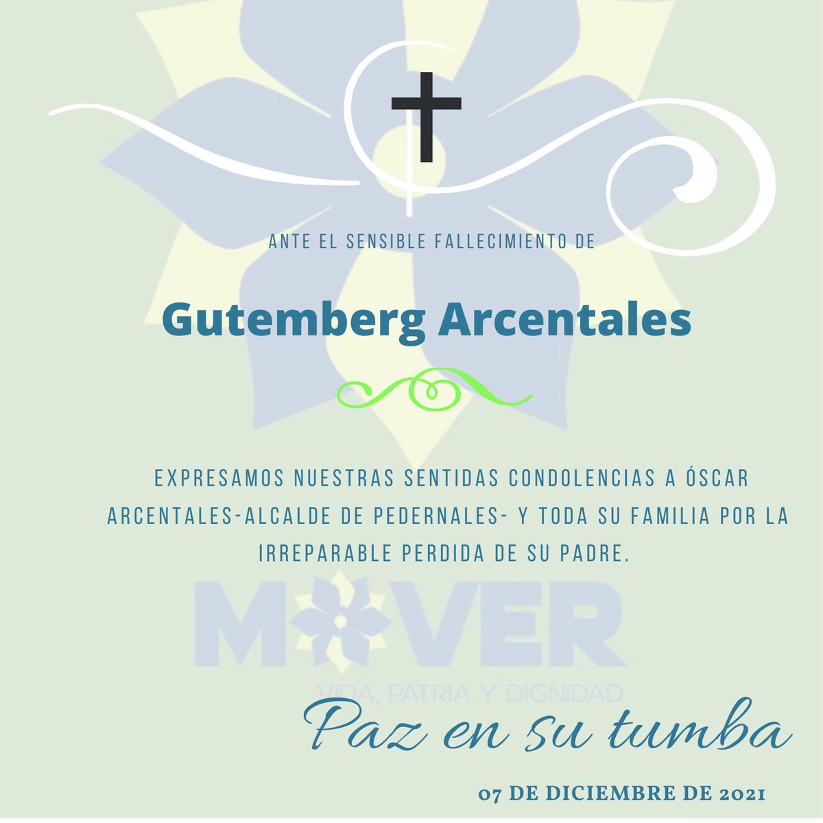 Expresamos nuestra más sentida condolencia a #OscarArcentales alcalde del <a href="/GADMPedernales/">Alcaldía Ciudadana de Pedernales</a>