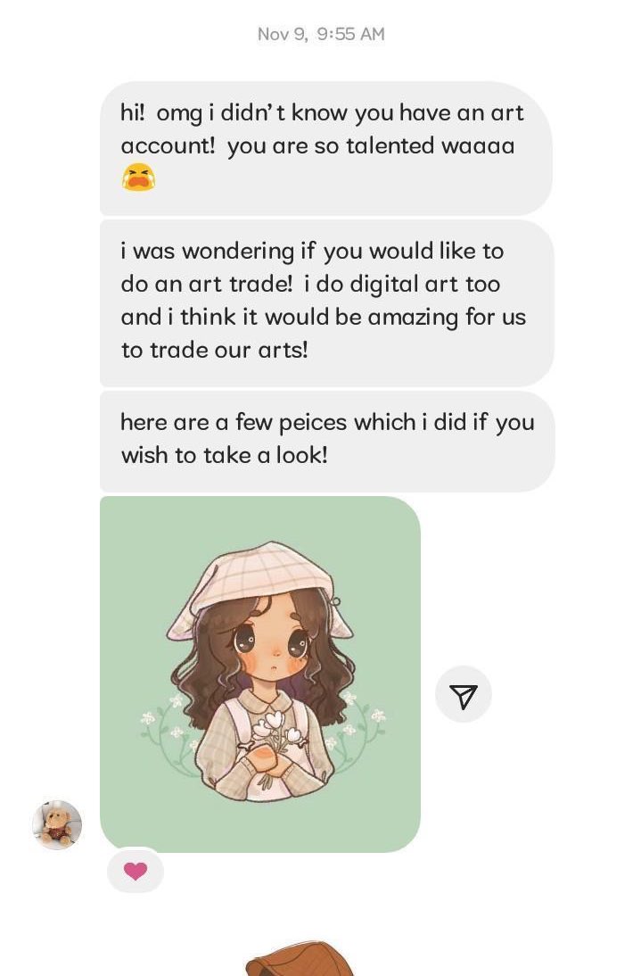 _chumaii's tweet photo. okay so since i can't stop this person i'm gonna just spread awareness about what they're doing. they're using the same three pieces and messages to scam people. please be on the lookout if anyone messages you this exact way https://t.co/h6pTdu9XTg