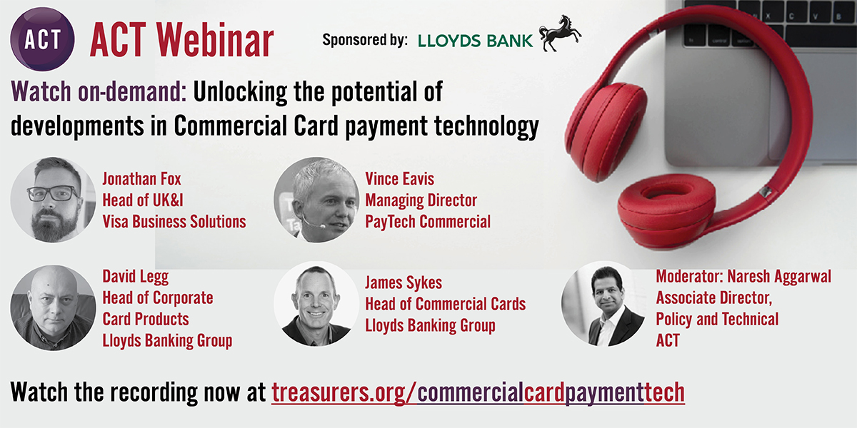 actupdate's tweet photo. You can now watch today's #ACTwebinar with @LloydsBankBiz on developments in #CommercialCard payments, #ondemand. Learn about the changing face of the commercial card landscape, the value they can bring, the barriers to supplier acceptance, and much more. https://t.co/jf7apxcBey https://t.co/ZWWlR1pony