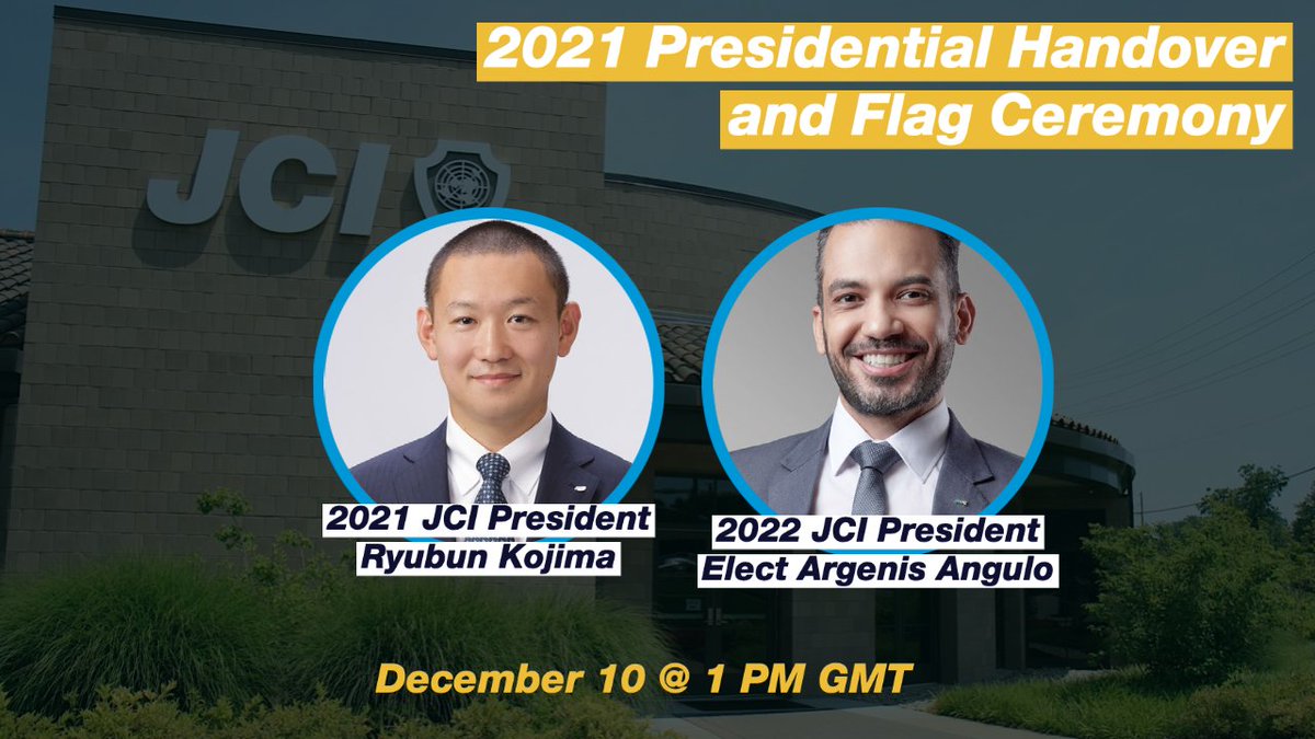 jcileaders's tweet photo. Join us this Friday to celebrate the year of achievement for our 2021 JCI President Ryubun Kojima and welcome our 2022 President Elect, Argenis Angulo.

We'll stream the entire ceremony on our Facebook page! https://t.co/5cOcctLW2C