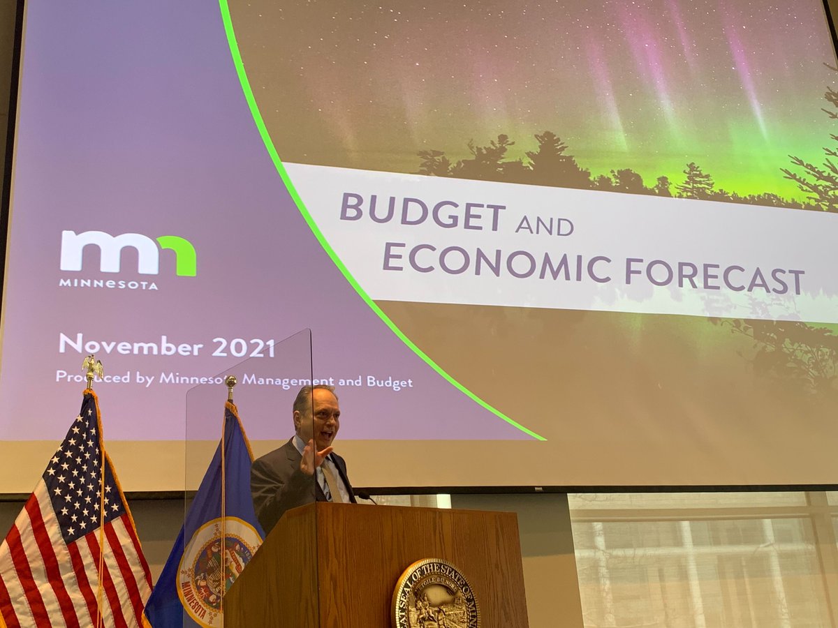Stowydad's tweet photo. . @MMBCommissioner @JimSchowalter says COVID-19 isn't over but "our economy is learning how to adapt.”

He says the $7.75B projected surplus is "out of the ordinary even in these extraordinary times.” #Mnleg https://t.co/iwbPquvhsC