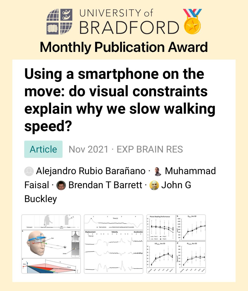 Ever wondered why exactly you slow your walking pace whilst looking at your phone? Excellent and fascinating work from our PhD student @alejandrorubiob, winning the University Monthly Publication Award!!
Link of the paper: rdcu.be/cBBmu