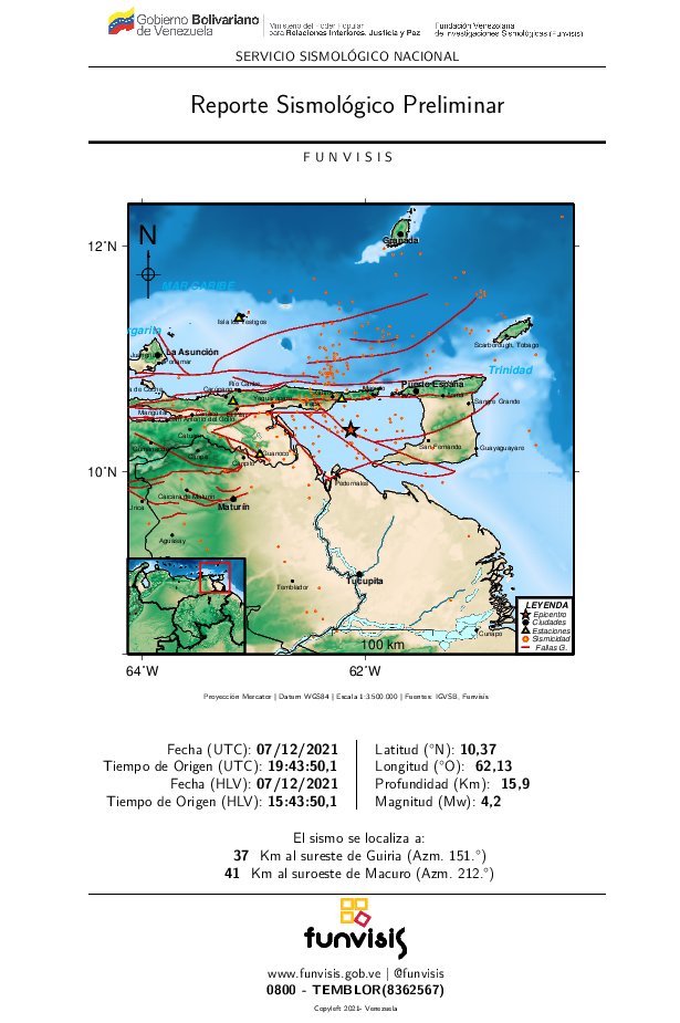 Sismo de magnitud 4.2 se registró en Güiria