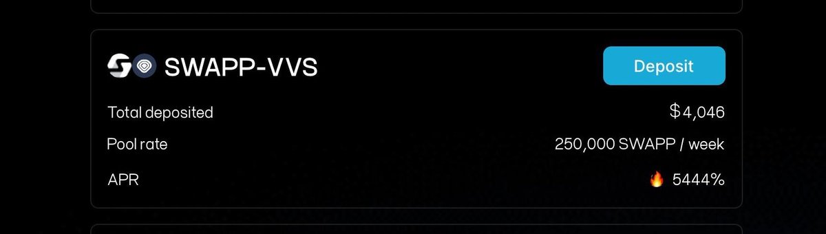 SwappFi's tweet image. Farm your VVS with up to 5444% APR rn at Dex.Swapp.EE before these crazy yields go away 😎