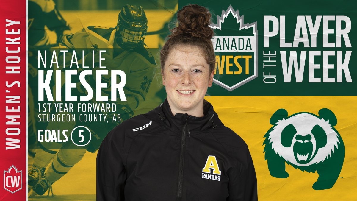 🏒 Women's Hockey Player of the Week

Natalie Kieser (<a href="/BearsandPandas/">UAlberta Golden Bears & Pandas</a>)
1st Year Forward

👉 canadawest.org/news/2021/12/7…