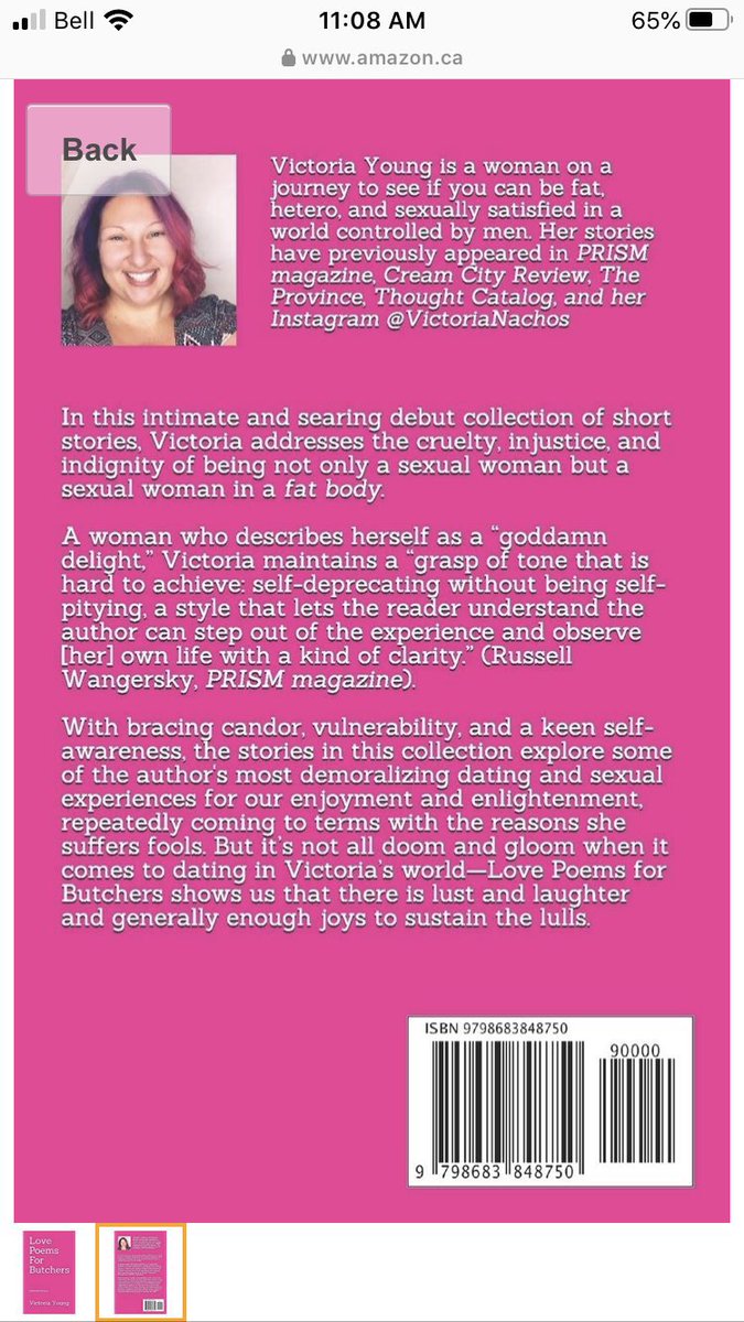 ssdated's tweet photo. This is the kind of review that makes everything worth it! ☺️❤️
My debut collection of short stories #LovePoemsForButchers is out now. 💥 https://t.co/PdWycGp5aI 💥
available in paperback and for #Kindle #nonfiction #canlit #shortstories #datingstories #datingwhilefat https://t.co/OGVoBqtEds