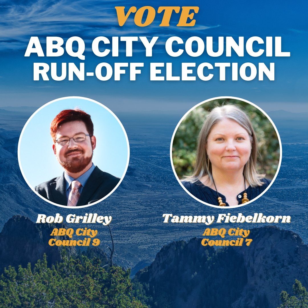 Michelle4NM's tweet photo. There's an important election happening today in #ABQ! It's critical that we elect strong leaders to Albuquerque's city council. That's why I'm all in for Rob Grilley (City Council District 9) and Tammy Fiebelkorn (City Council District 7). Get out and make your voice heard! https://t.co/LtxNtHQ9CH