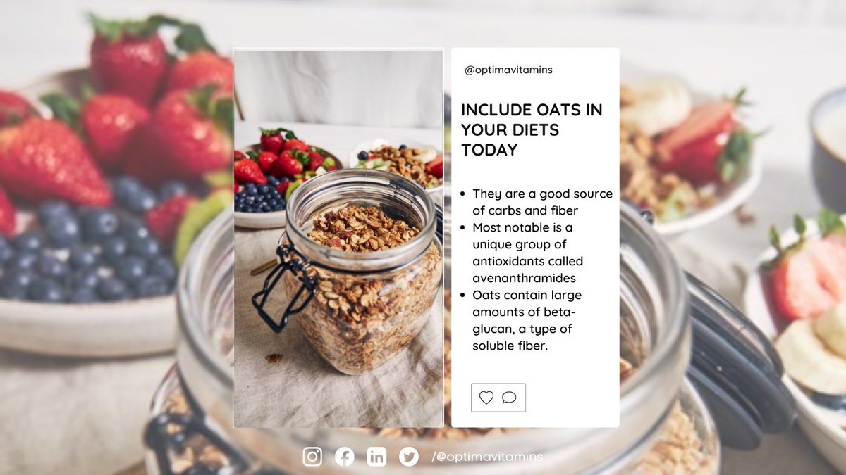 optimavitamins's tweet photo. Oats - numerous styles yet same nutritional values!
#HealthIsWealth #HealthyLiving #HealthyFood #healthy #fiberfastholiday #protein #meal https://t.co/YywHmW3qWL