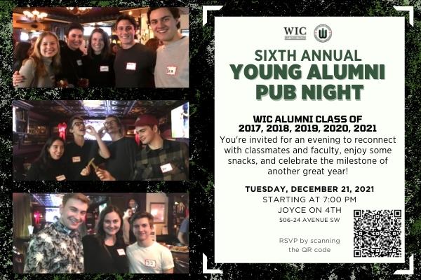 WICAlumni's tweet image. We are so happy to once again be hosting in-person Alumni events!!!
If you graduated between 2017-2021, join us for our sixth annual Young Alumni Pub Night at the Joyce on 4th! 
Scan the QR code or click the link below to RSVP!
forms.office.com/r/00E1BitexS