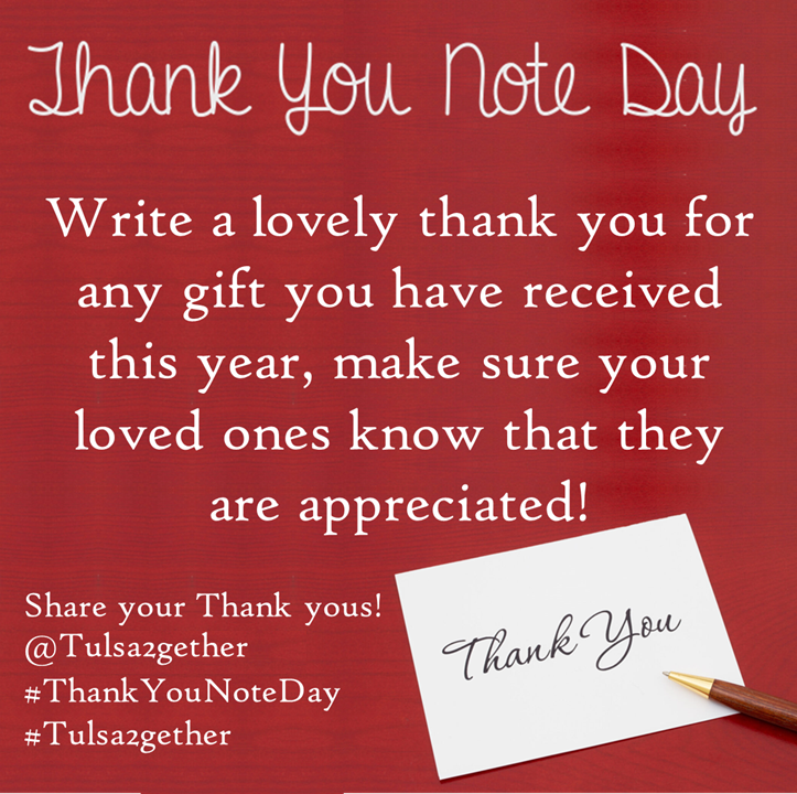 Tulsa2gether's tweet photo. Thank you notes are in keeping with the generous nature of the season, so make sure to show your gratitude on #ThankYouNoteDay #Tulsa2gether @Tulsa2gether  #lifeatatt https://t.co/HdWVf7lCvr