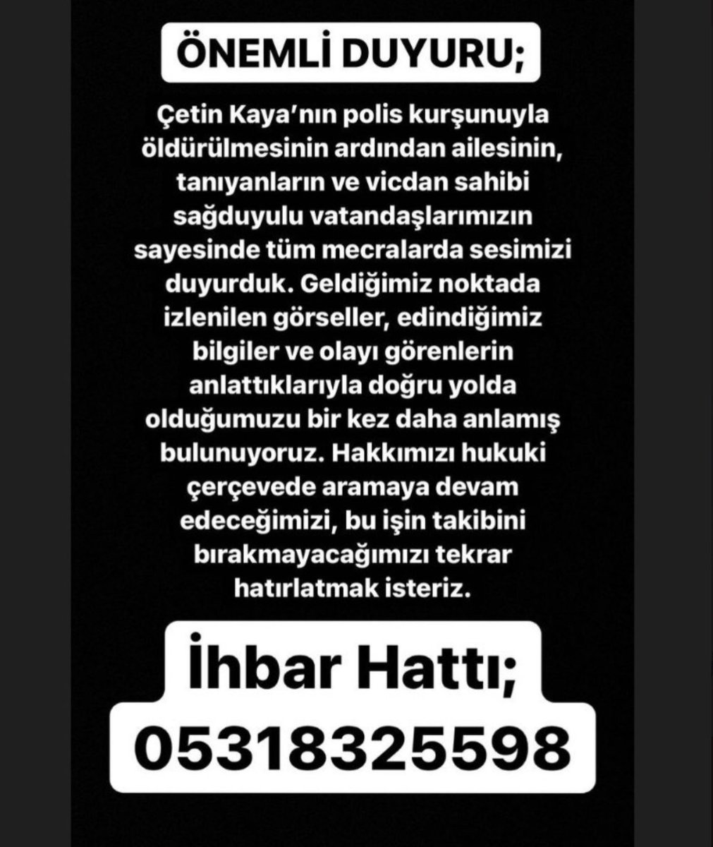#çetinkaya #Pesinibırakmayacacağız görgü tanıklarına ihtiyacımız…. Lütfen sessiz kalmayın…. Acımıza ses olun….