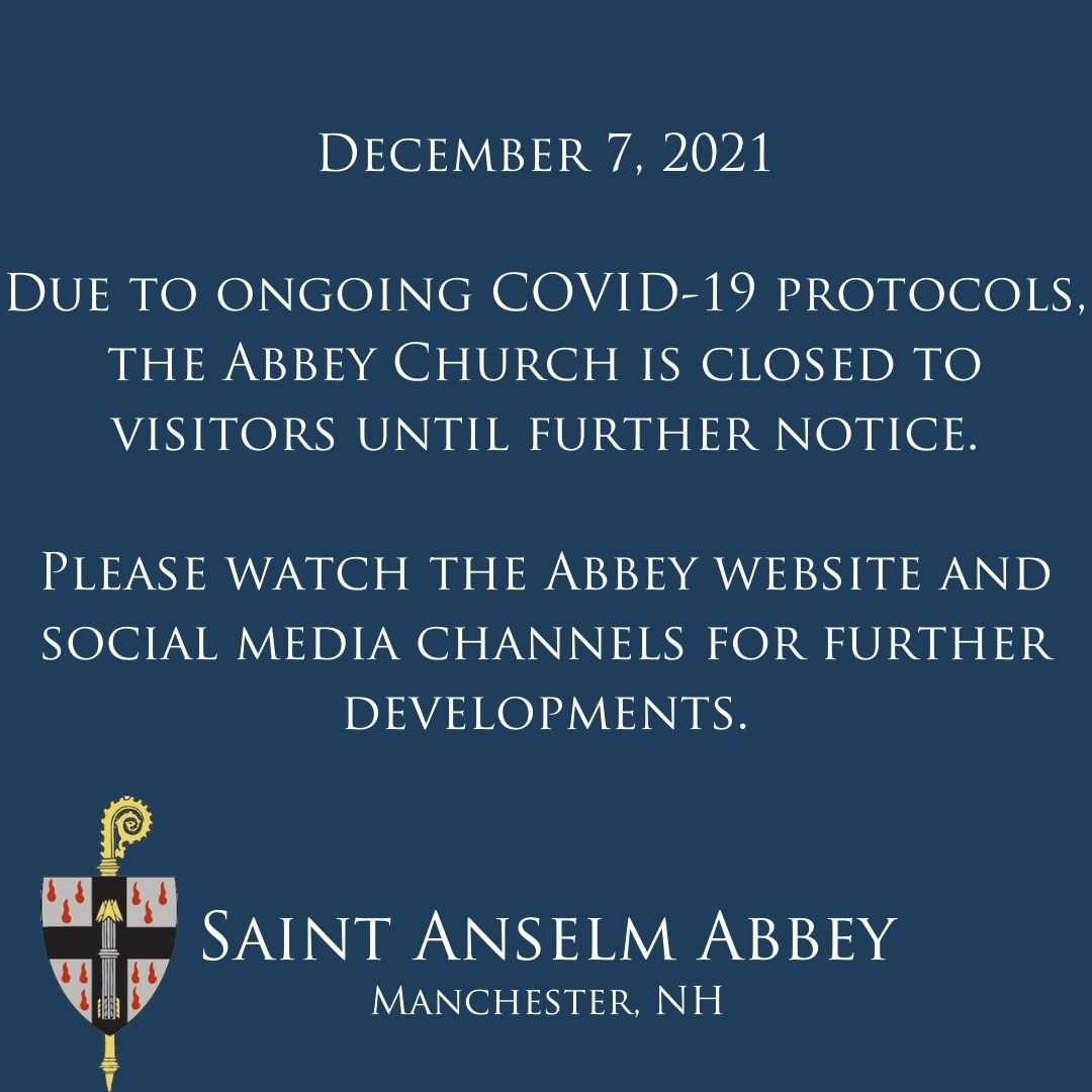 AnselmAbbey's tweet image. Due to ongoing COVID-19 protocols, the Abbey Church is closed to visitors until further notice.  Please watch the Abbey website and social media channels for further developments.