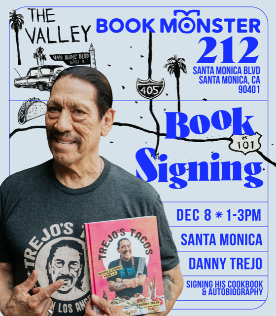 officialDannyT's tweet photo. Santa Monica! I'll see you all at @BookMonster_com TOMORROW Dec 8th 1-3pm for the book signing! Copies of both @TrejosTacos Cookbook and my #TREJO memoir will be available.
#santamonica #bookmonster #dannytrejo #trejostacos https://t.co/VQmJ0BWWuO
