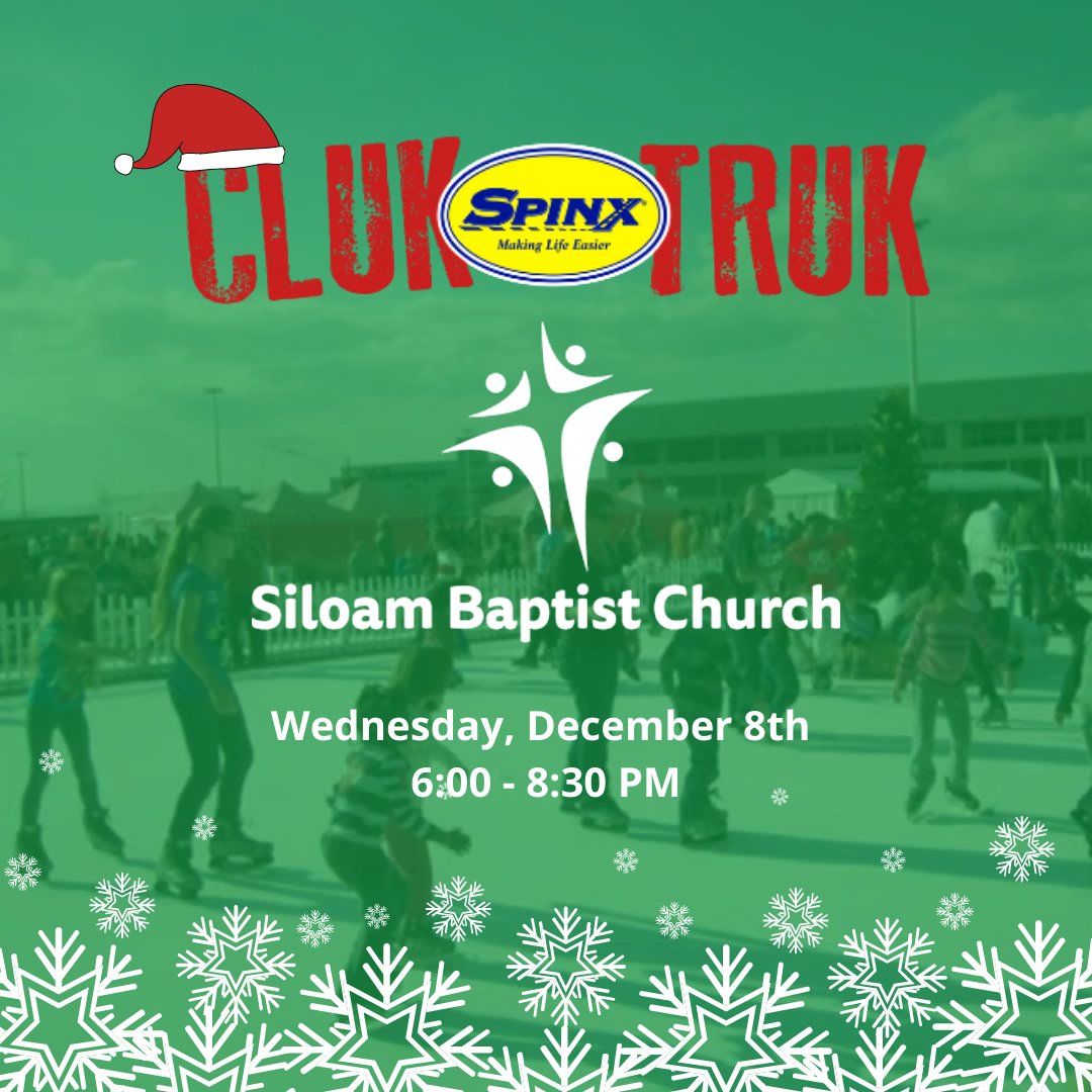 Join us tomorrow evening at Siloam Baptist Church! They're hosting a Christmas Village complete with a skating rink, s’mores shack, outdoor movie, photo booth, and a free Advent Devotional! We'll be there serving our legendary fried chicken from 6-8:30 pm. #SpinxOnWheels