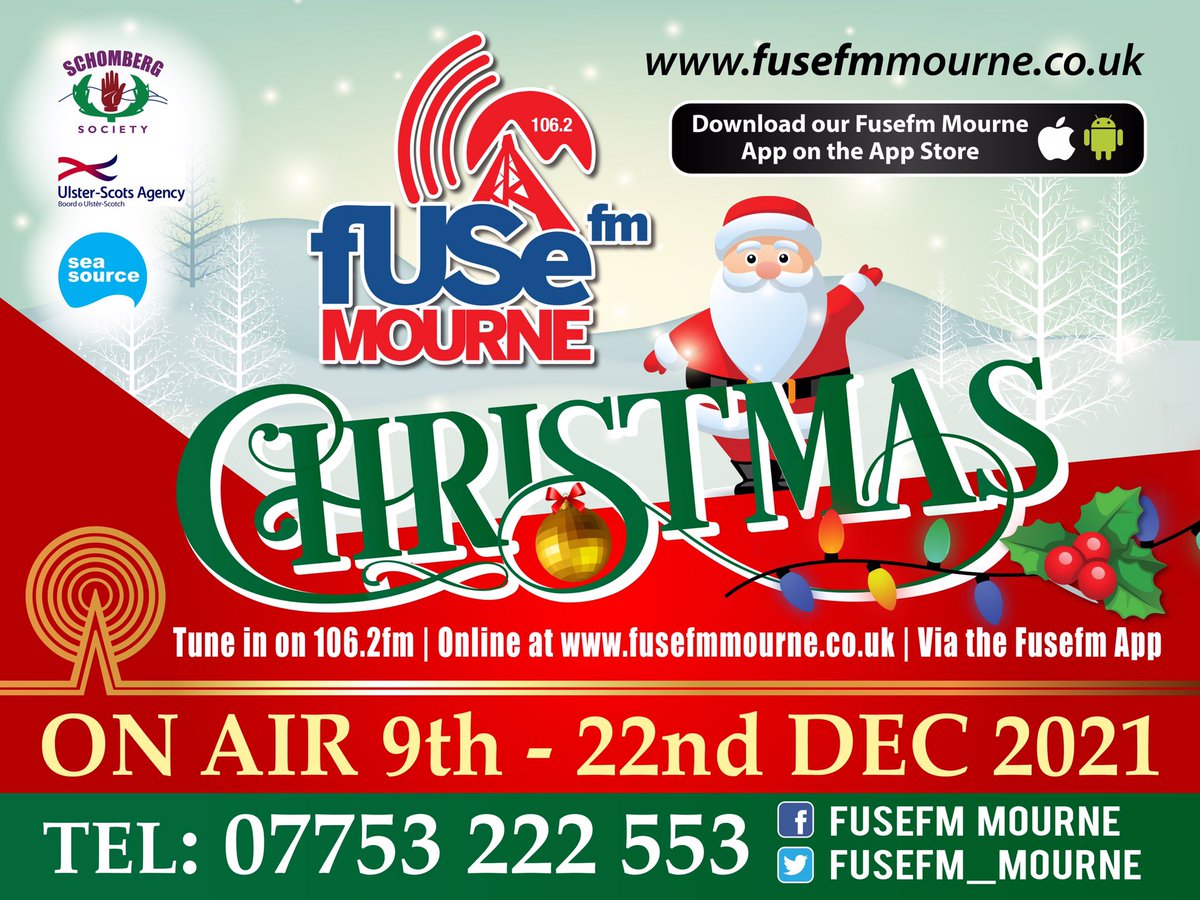 🛑 FUSEFM MOURNE RADIO - CHRISTMAS BROADCAST COMMENCING ON THURSDAY!🛑

Please remember everyone our Christmas Broadcast of Fusefm Mourne will be commencing this THURSDAY 9TH DECEMBER and will broadcast for two weeks, from 8am - 11pm daily!

#Fusefm #Mourne #106.2fm