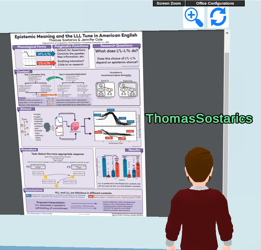 Thomas Sostarics (@t_sostarics) on Twitter photo Thankful I was able to virtually present my work on epistemic meaning and low-flat (L*L-L%) vs falling (H*L-L%) intonation at <a href="/TAI2021SDU/">TAI Conference - Tone & Intonation 2021</a> today despite being sick!
link to poster pdf, also available on my website: tinyurl.com/tstai2021 Thankful I was able to virtually present my work on epistemic meaning and low-flat (L*L-L%) vs falling (H*L-L%) intonation at <a href="/TAI2021SDU/">TAI Conference - Tone & Intonation 2021</a> today despite being sick!
link to poster pdf, also available on my website: tinyurl.com/tstai2021