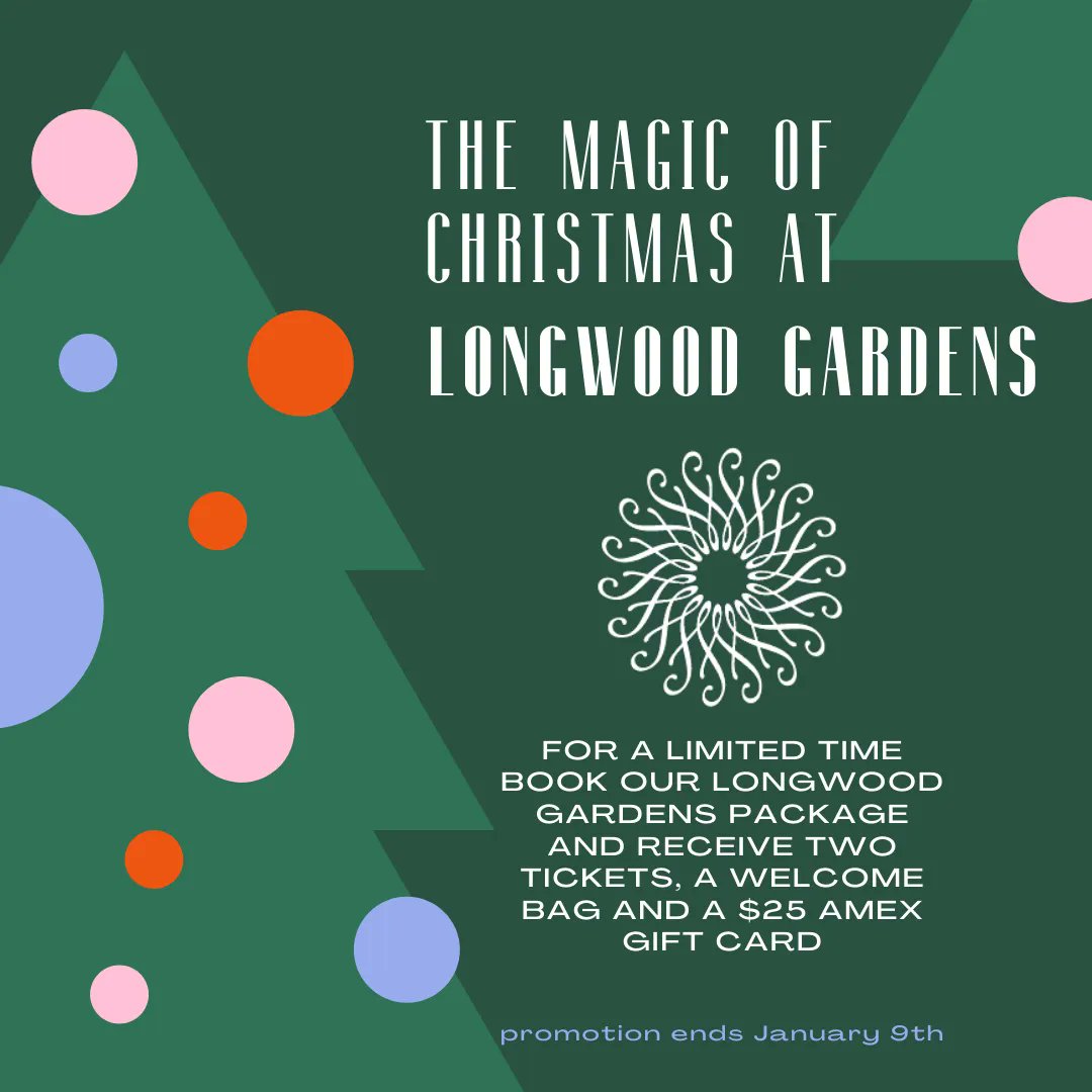 Hotel Warner (@hotelwarner) on Twitter photo Get a jump start on your Holiday celebrations! Book your Longwood Gardens Package today at hotelwarner.com/hotel-packages/
Get 2 tickets, a welcome bag and a $25 American Express Gift card!
<a href="/longwoodgardens/">Longwood Gardens</a>
@brandywinevalley
#hotelwarner #brandywinevalley #westchesterpa Get a jump start on your Holiday celebrations! Book your Longwood Gardens Package today at hotelwarner.com/hotel-packages/
Get 2 tickets, a welcome bag and a $25 American Express Gift card!
<a href="/longwoodgardens/">Longwood Gardens</a>
@brandywinevalley
#hotelwarner #brandywinevalley #westchesterpa