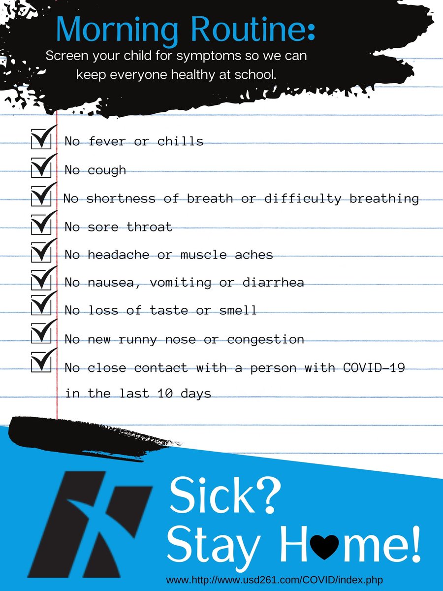 Help us keep our staff and students safe. Please stay home if you don't feel well. 

#usd261derful