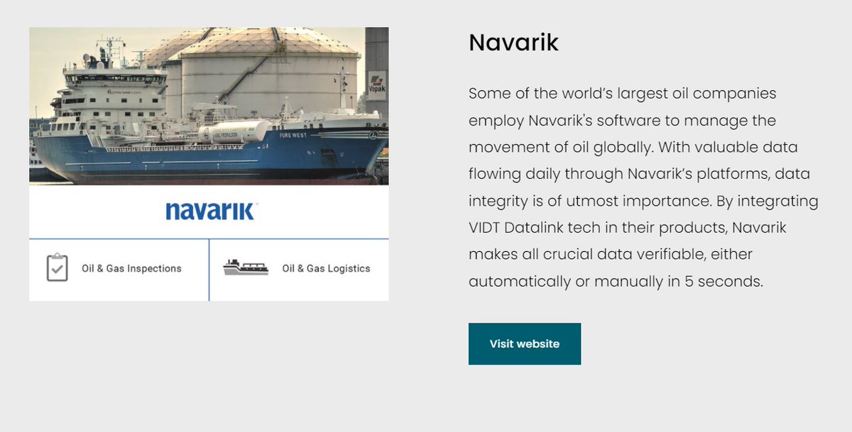 KriptoDosyasi's tweet photo. (9/17) #Navarik ile yaptıkları iş nedir?
Önemli petrol şirketlerinin bir kısmı petrolün global hareketini incelemek için Navarik ile çalışıyor.
Navarik ise bu verilerin doğruluğunu incelemek için $VIDT ile çalışıyor. $VIDT bu işlemi 5 saniyenin altında gerçekleştiriyor.🍀🍀🚀 https://t.co/BpKGihlXYW