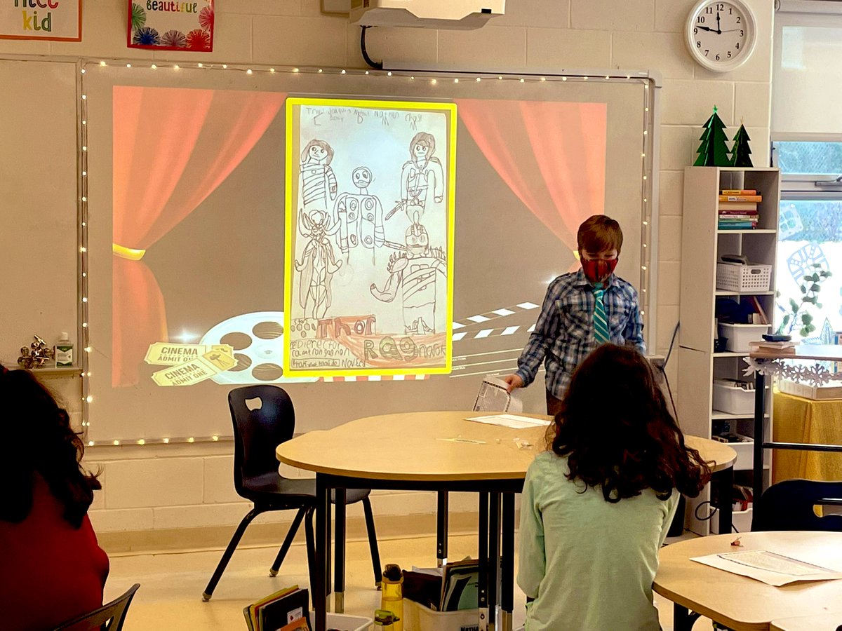 sierraladeroute's tweet photo. Media Literacy & recount writing presentations today. Students had to re-release their favourite movie poster & recount all about the movie! Great presentation skills 5BC! We were also lucky to have 3 celebrity critics at the premiere. #presentationtime @StAnneOCSB @OttCatholicSB https://t.co/GHbdKKiMh2