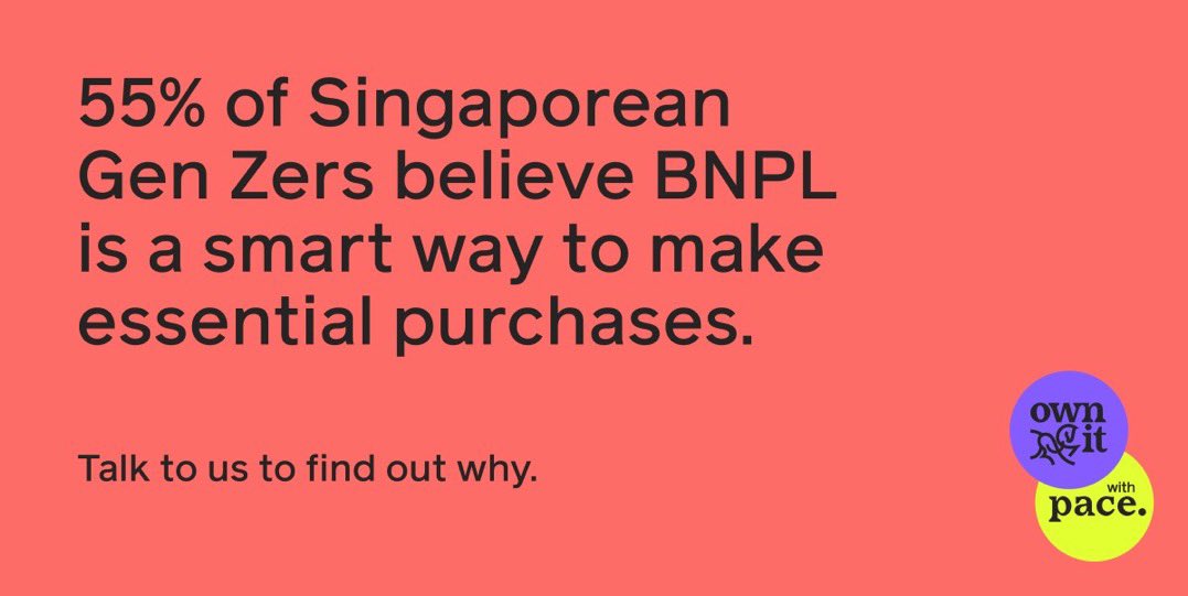pacepaynow's tweet photo. We ran a quantitative Yougov panel survey of 216 Singaporeans aged 18-24, to understand their cultural meaning of $:

1. GenZ are purposeful-lifers, not YOLO hedonists
2. Responsible borrowing is key
3. BNPL is believed to be a smart way to borrow money for essential purchases https://t.co/ljmxcHYW5S