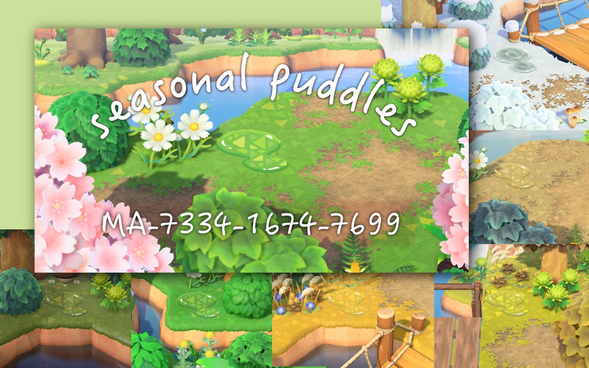 samtournesol's tweet photo. hi ac world :) i noticed the seasonal puddle design made by a japanese creator was deleted. it was my FAVE design and i really wanted it back, so i made dupes. idk who the original designer is so if anyone can tell me their @ i will give credit :) #acnh #acnhdesign https://t.co/hXly45OaYx
