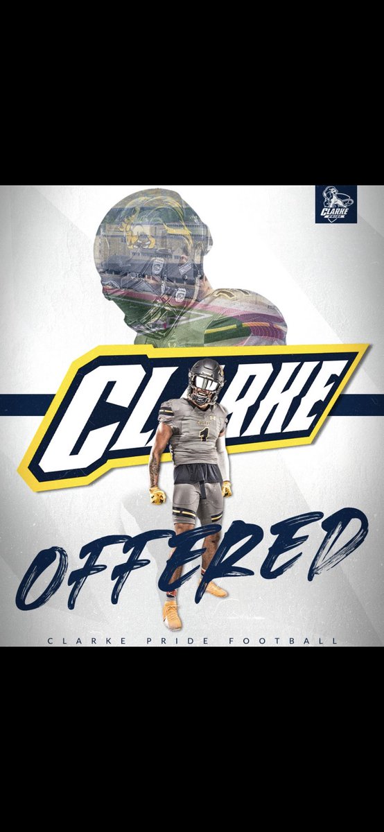 Blessed to receive a offer from Clarke University! <a href="/CoachMRegalado/">Miguel Regalado</a> <a href="/ClarkePrideFB/">Clarke Pride Football</a> <a href="/ClarkeAthletics/">Clarke Pride Athletics</a>