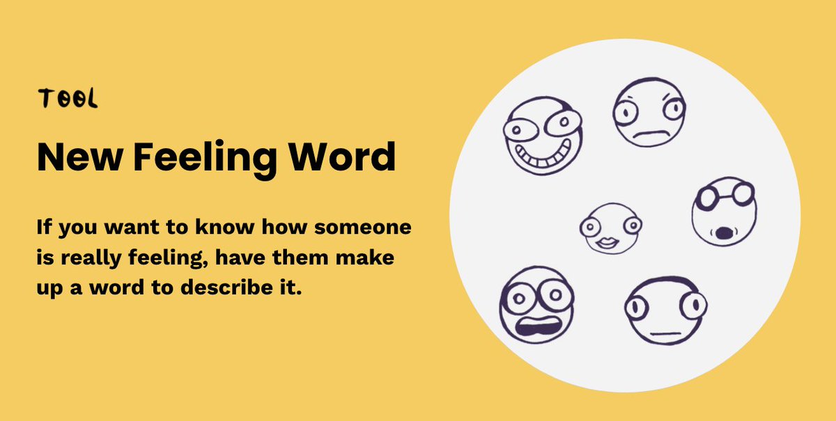 oyfimprov's tweet photo. If you want to know how someone is really feeling have them make up a new feeling word to describe it. https://t.co/6ktIcZwtlk