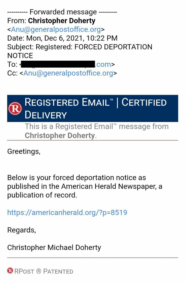LucienGreaves's tweet photo. Well, the "American Herald Newspaper" has published a 90 day eviction notice for all members of TST to vacate the United States. Our collusion with the "New World Order Agenda" has resulted in forced deportation. As you can see, it's all very official...
https://t.co/EQxMTFWIkQ https://t.co/9ZZwUzbLbb