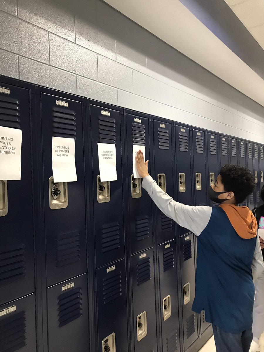 CCHSPsych's tweet photo. 9th graders had a great time putting together a timeline to help them review for exams. Each student was responsible for 1 or 2 events. Chronological problem solving at its finest. @CCHS_AP @CCHS_Principal https://t.co/vBXLEmuXS8