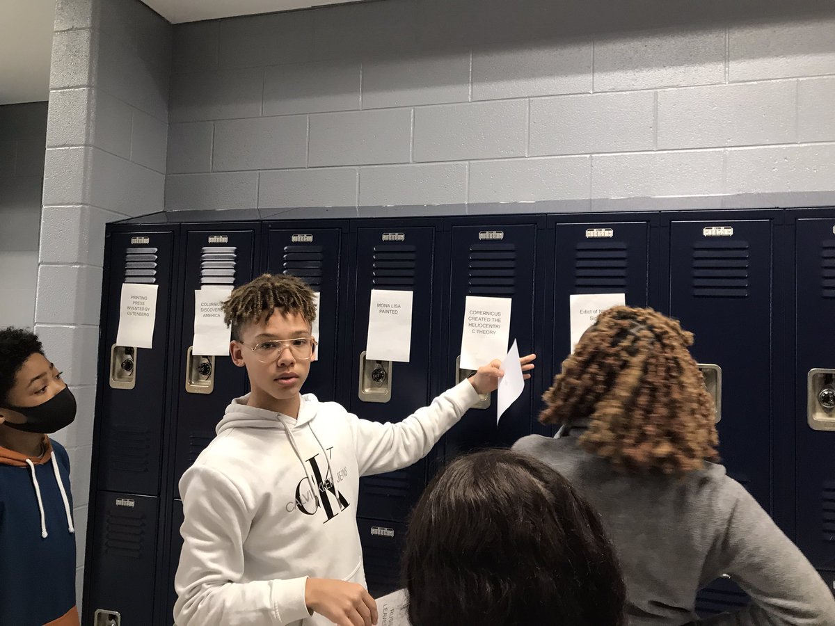 CCHSPsych's tweet photo. 9th graders had a great time putting together a timeline to help them review for exams. Each student was responsible for 1 or 2 events. Chronological problem solving at its finest. @CCHS_AP @CCHS_Principal https://t.co/vBXLEmuXS8