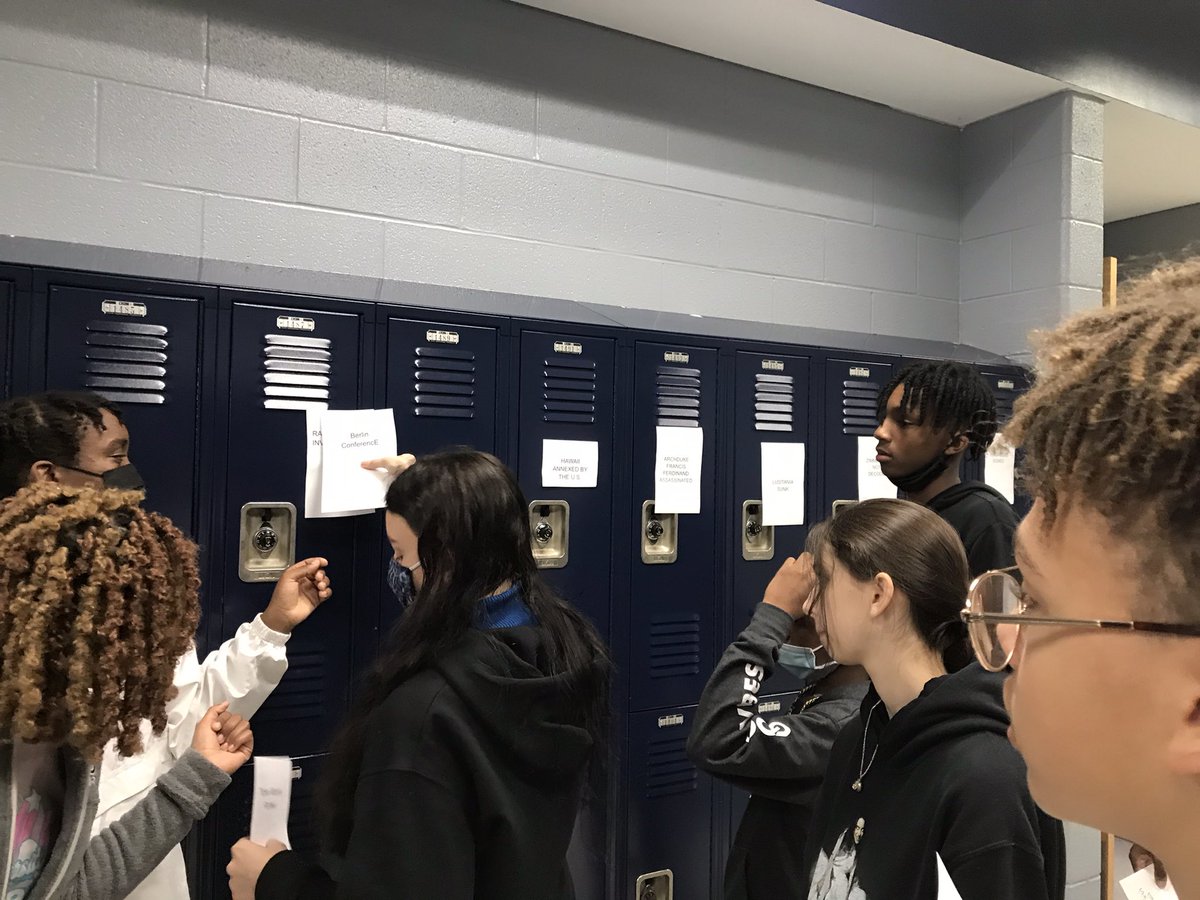 CCHSPsych's tweet photo. 9th graders had a great time putting together a timeline to help them review for exams. Each student was responsible for 1 or 2 events. Chronological problem solving at its finest. @CCHS_AP @CCHS_Principal https://t.co/vBXLEmuXS8