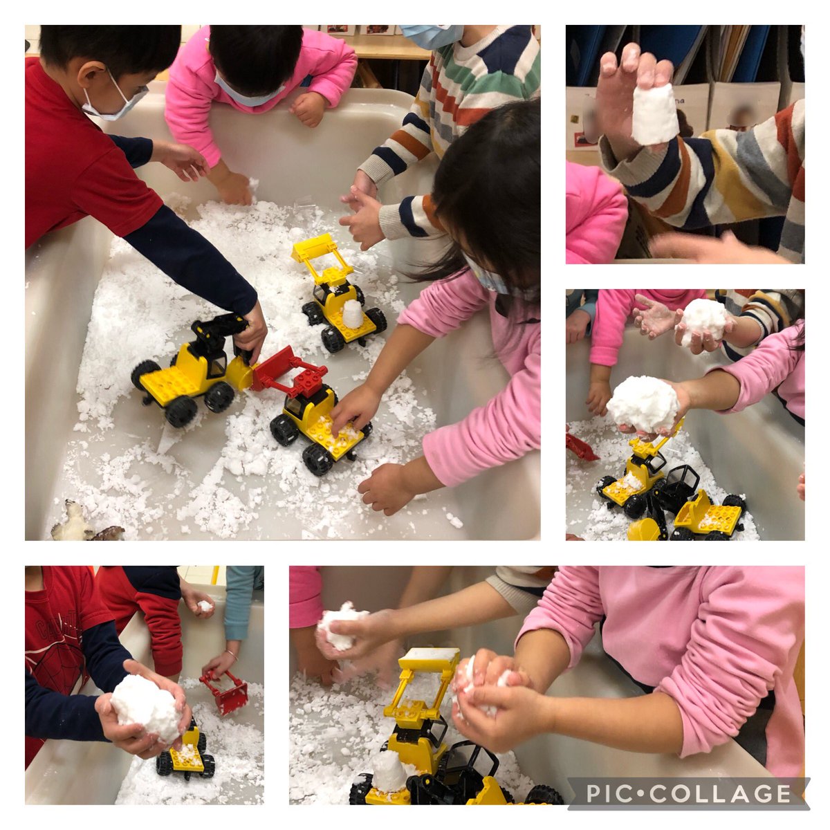 Students had a great time making artificial snow as a class and then exploring what they could create. I wonder what they will build with it tomorrow. #fauxsnow #FDK
