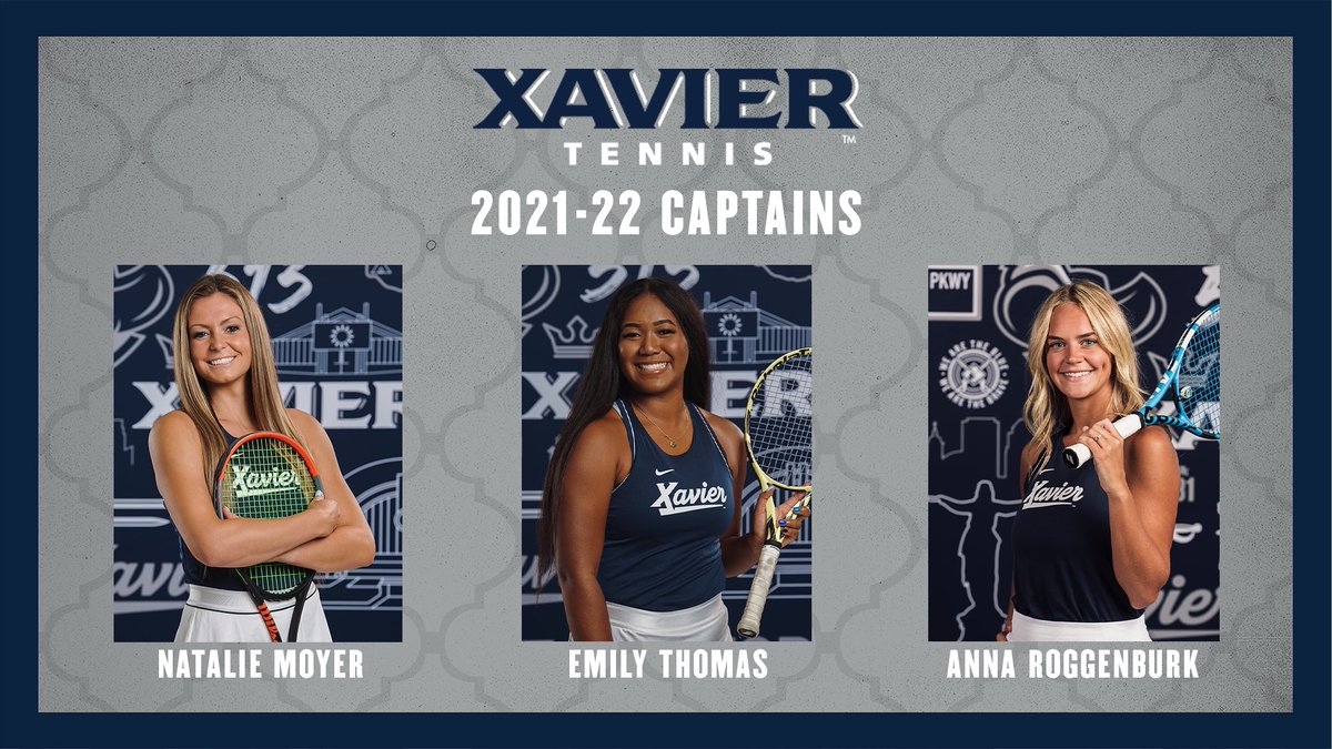 XU Women's Tennis (@xavierwten) on Twitter photo ⚔️ 🎾 Captains! The program is in good hands with <a href="/natalie_m20/">Natalie</a> <a href="/emilythomas64/">Emily Thomas</a> and <a href="/Annarogg_/">Anna Roggenburk</a> #LetsGoX ⚔️ 🎾 Captains! The program is in good hands with <a href="/natalie_m20/">Natalie</a> <a href="/emilythomas64/">Emily Thomas</a> and <a href="/Annarogg_/">Anna Roggenburk</a> #LetsGoX