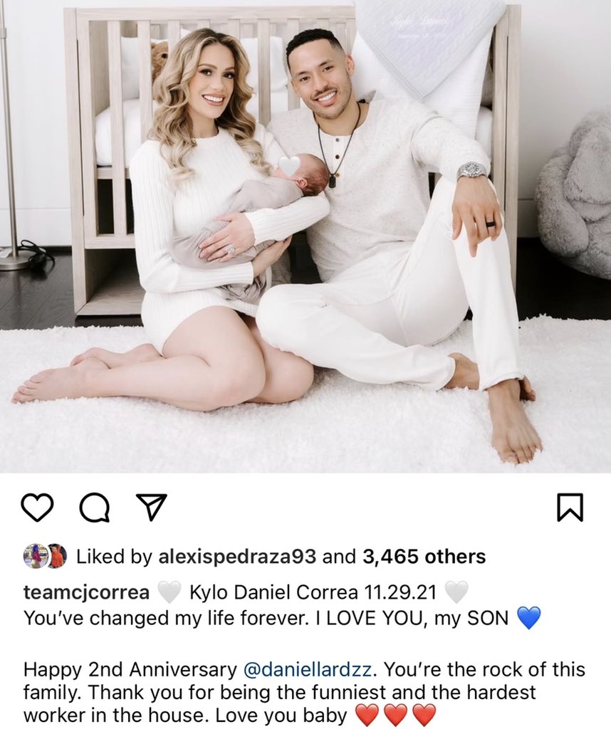 MarkBerman_'s tweet photo. Carlos and Daniella Correa with their son, Kylo Daniel Correa, born Nov 29. Carlos posted the photo on his Instagram account and wrote: “You’ve changed my life forever. I love you, my son” and Carlos wished his wife “Happy 2nd Anniversary” @TeamCJCorrea @DaniellaRdz1 https://t.co/zpx97OBY1y