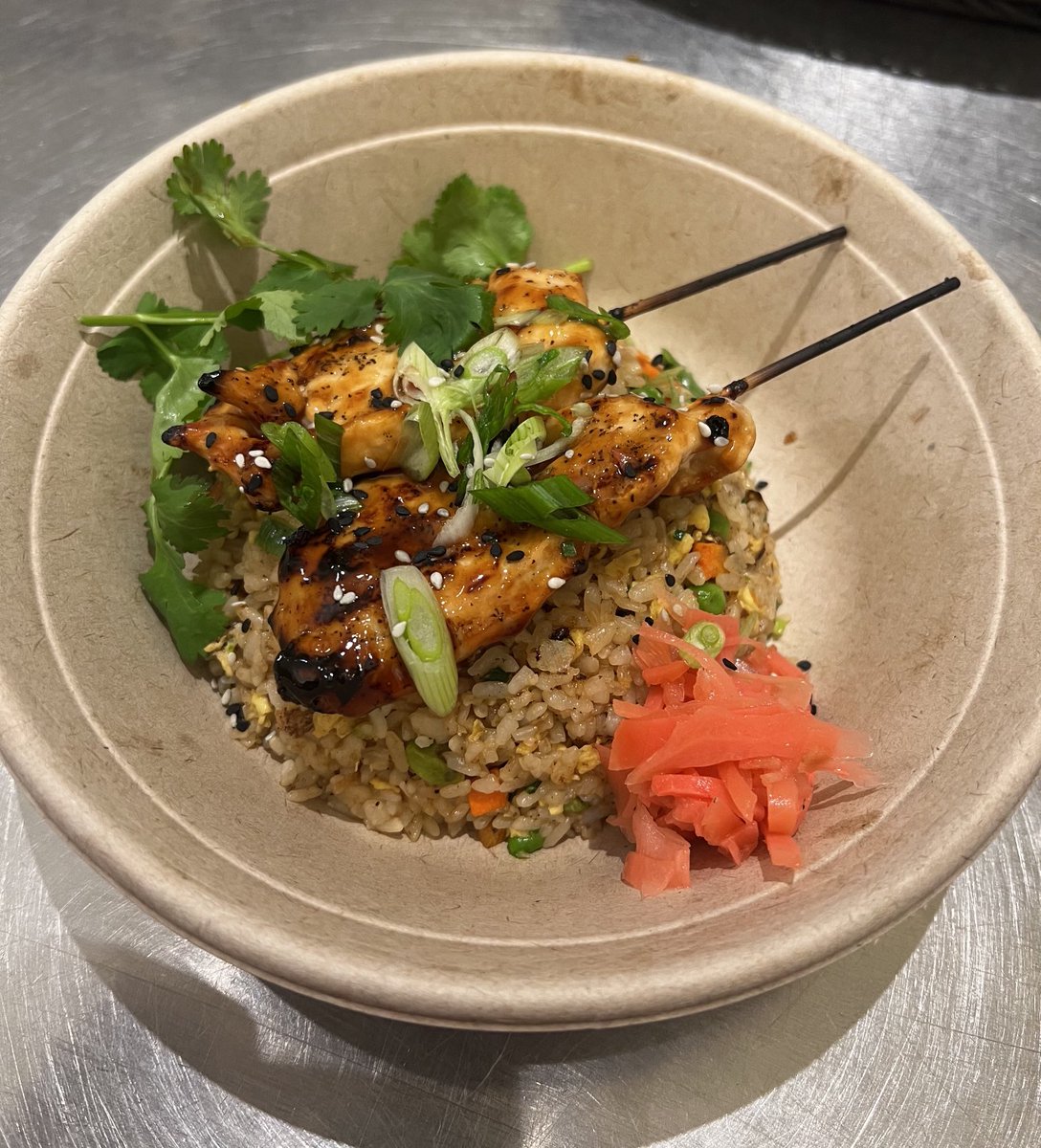 ChefTakashi's tweet photo. We’re Back!! Tabo at Macy’s Reopened Last Week! Please come try out new items… Chicken Yakitori With Fried Rice! https://t.co/J43xfTYA1Q
