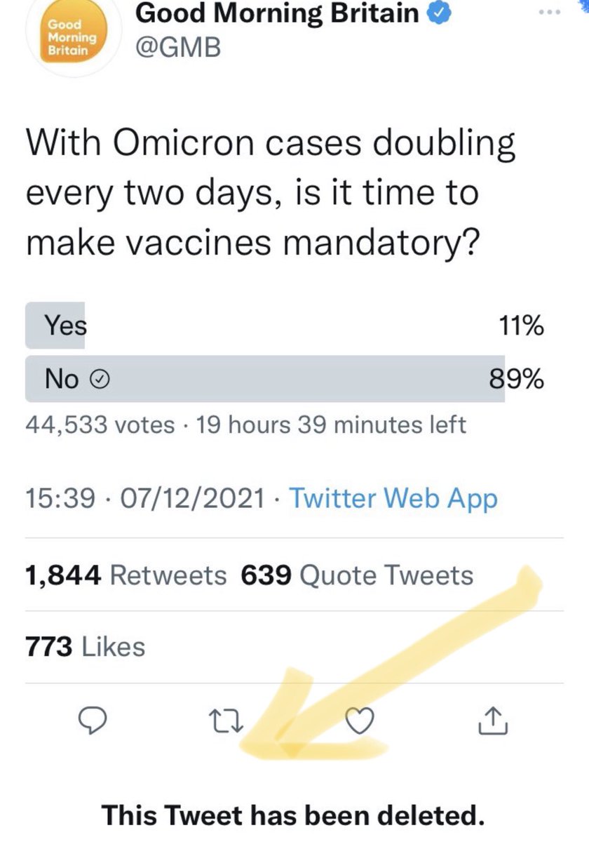 Adam Brooks AKA EssexPR 🇬🇧 (@essexpr) on Twitter photo Hey <a href="/GMB/">Good Morning Britain</a>
Why did you delete this poll, is it because you were asked?
Or because it shows the people don’t support this shit, this tyrannical future your colleagues seem to want.
We see you, we are #together Hey <a href="/GMB/">Good Morning Britain</a>
Why did you delete this poll, is it because you were asked?
Or because it shows the people don’t support this shit, this tyrannical future your colleagues seem to want.
We see you, we are #together
