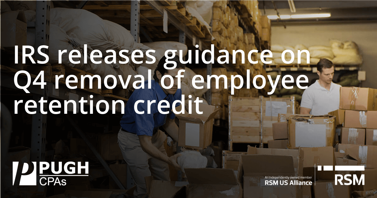 PughCPAs's tweet photo. Interested in the latest on the Employee Retention Tax Credit?   Here's a quick article that will help you get up to speed.  https://t.co/0RU84rOePx https://t.co/ALERcUrRrf