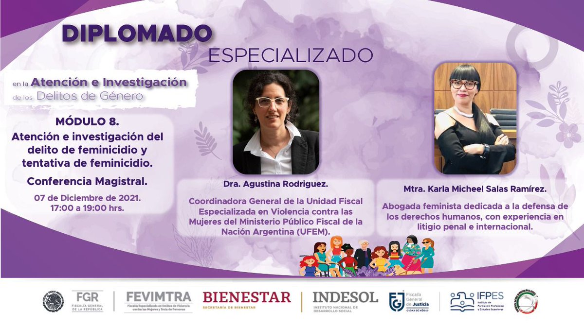 Te esperamos en el Diplomado de Atención e Investigación de Delitos de Género. #Indesol <a href="/bienestarmx/">Bienestar</a> <a href="/FGRMexico/">FGR México</a> <a href="/FiscaliaCDMX/">Fiscalía CDMX</a> <a href="/IFP_CDMX/">IFPES_CDMX</a> 
Martes 7 de diciembre a las 17 horas.
Síguenos en vivo youtu.be/NvhrjtU2Wr0