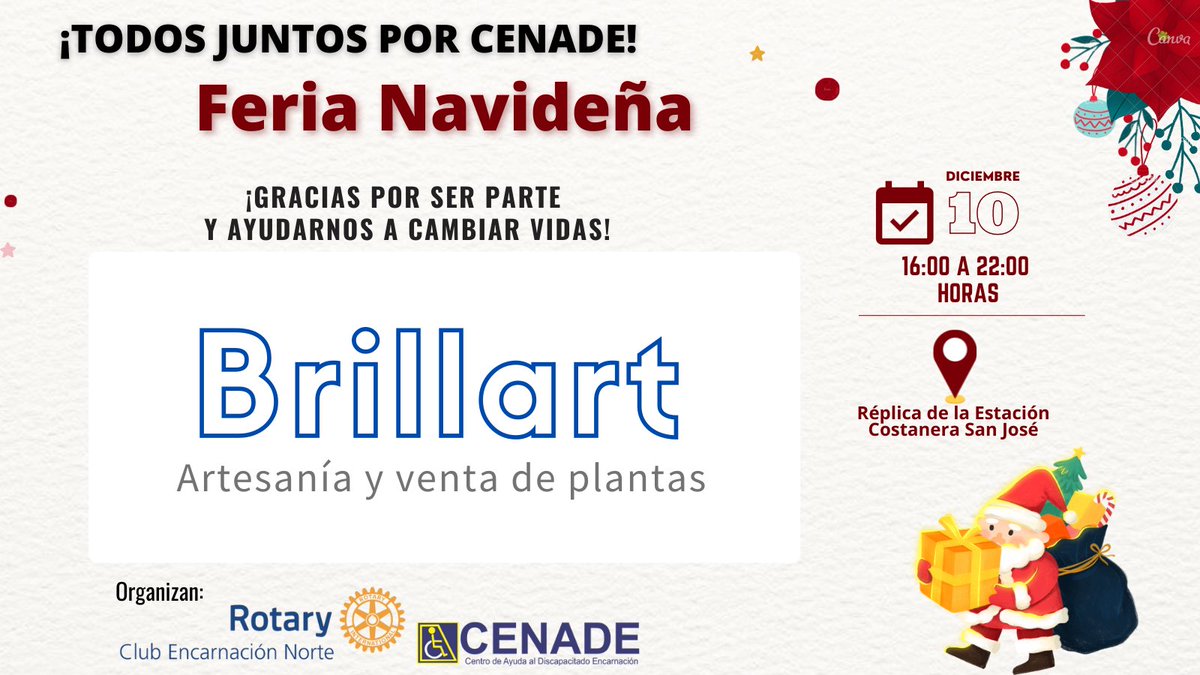 TCenade's tweet photo. ¡TODOS JUNTOS POR CENADE!
🎄Feria Navideña🎄
Les esperamos el 10 de diciembre desde las 16:00hs, en la 𝑹𝒆́𝒑𝒍𝒊𝒄𝒂 𝒅𝒆 𝒍𝒂 𝑬𝒔𝒕𝒂𝒄𝒊𝒐́𝒏, 𝑪𝒐𝒔𝒕𝒂𝒏𝒆𝒓𝒂 𝑺𝒂𝒏 𝑱𝒐𝒔𝒆́. 
Gracias a quienes se suman para ayudarnos a cambiar vidas. https://t.co/8MBhzX8mlm
