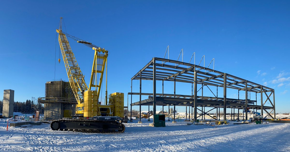 ExciteLeth's tweet photo. 🏗️ Milestone moment 🏗️

The first 100 tonnes of steel have been installed in the vertical build process! As we continue to progress the Agri-food Hub and Trade Centre construction, we expect to install 100 tonnes of steel each week!

#YQL https://t.co/ovouD3Hwow