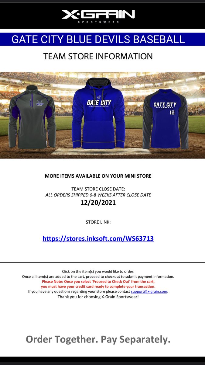 GateCity_BSBL's tweet photo. Please check out our new @XGrainSports Team Store! Every item purchased puts money back into the baseball program here at GCHS. Thank you for your support! #ForTheGate  https://t.co/lHnO40gfgD https://t.co/HLbiOoNDoY