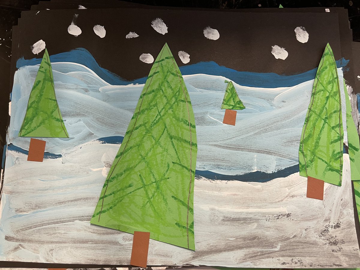WHEArtRoom's tweet photo. Kinder artists learned about and created Landscapes! They also learned that if a tree is really large in an artwork- it’s close to you- and if it’s tiny… it’s not actually tiny, it’s just really far away in the distance. Atmospheric perspective for kinder students 🤩 #TEArt https://t.co/40tw5GMUrK