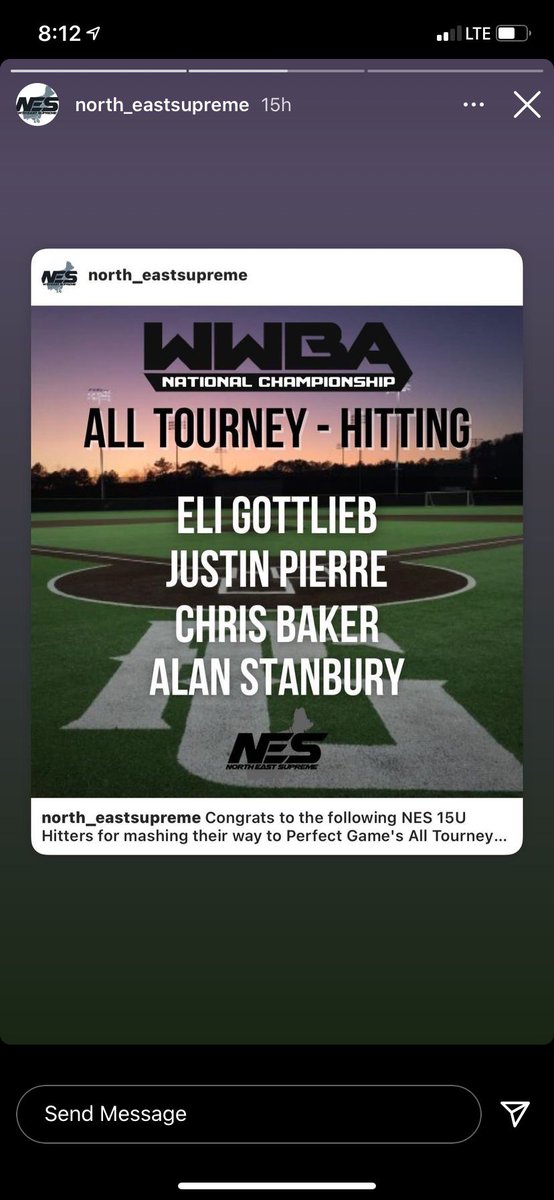 StanburyAllan's tweet photo. I was excited to find out I made Perfect Game WWBA All Tournament Team for hitting. https://t.co/UbmCSQbUxB
