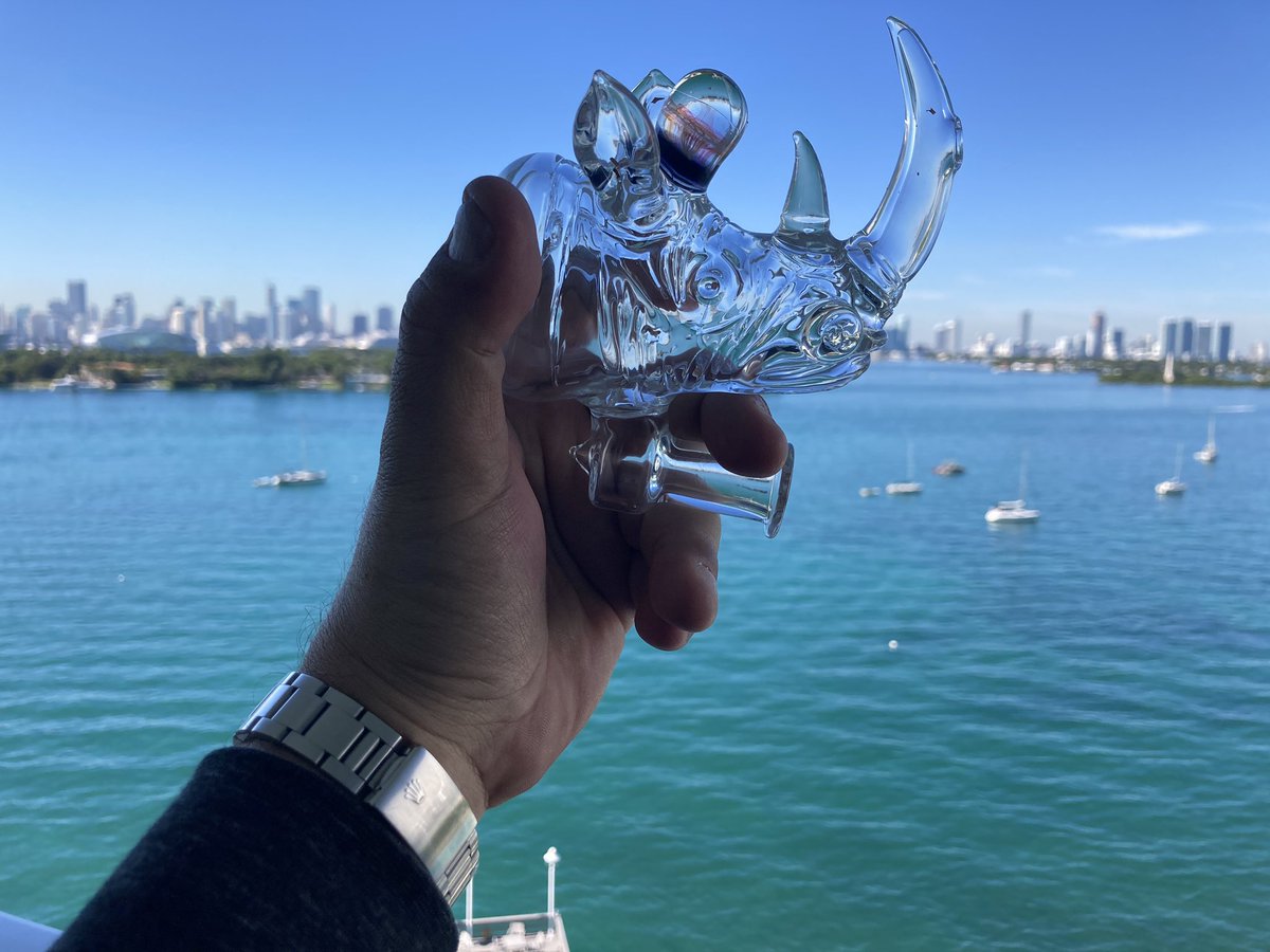 mdot1000_'s tweet photo. @DreadTokin 🗣Shout to @CryptoCannaClub & @Jahnnyrise (sick glass blower) who blessed me with this awesome Rhino Rig I won at the #LotBasel sick event they threw for #ArtBasel!!! Big Up!!!🦏💨 https://t.co/a2WyplTSNc
