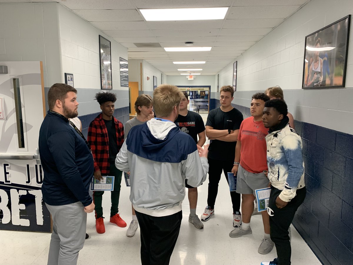 So great having <a href="/BRoseblock/">Beau Roseblock</a> &amp; <a href="/KaminskiKobe/">Kobe Kaminski</a> from <a href="/WESTMOFB/">Westminster College Football</a> come on campus to talk with some recruits! We appreciate you, fellas! 

#BlueJayNation