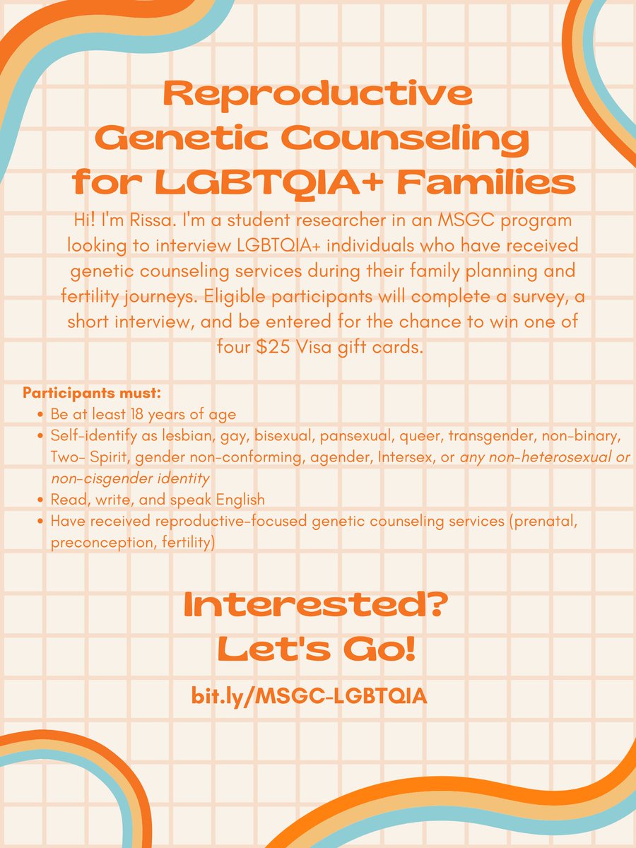 Signal boost for a student project on improving genetic counseling for queer folks! Bit.ly/MSGC-LGBTQIA.